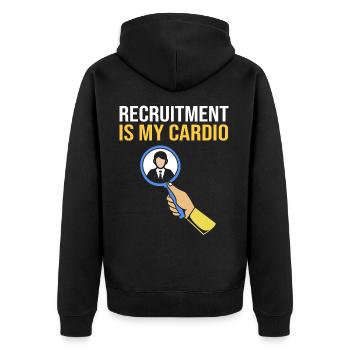 HR Manager - Unisex Premium Bio Zip Hoodie - Schwarz - Hinten - Nico (187cm)