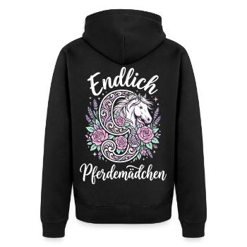 9. Geburtstag Pferdemädchen Endlich 9 Jahre Pferd - Unisex Premium Bio Zip Hoodie - Schwarz - Hinten - Nico (187cm)
