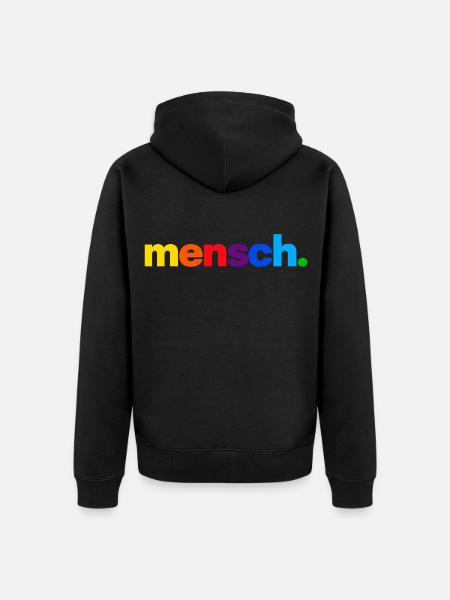 Mensch. Regenbogenfarben Druck - Unisex Premium Bio Zip Hoodie - Schwarz