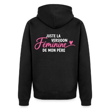 Weibliche Version meines Vaters - Unisex Premium Bio Zip Hoodie - Schwarz - Hinten - Nico (187cm)