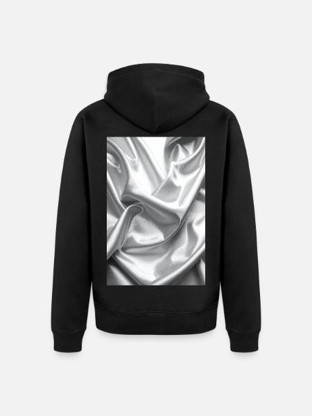 Silber Satin Falten - Unisex Premium Bio Zip Hoodie - Schwarz