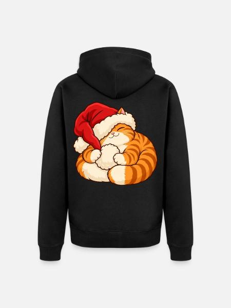 Weihnachten - Schlafendes Weihnachtskätzchen - Unisex Premium Bio Zip Hoodie - Schwarz