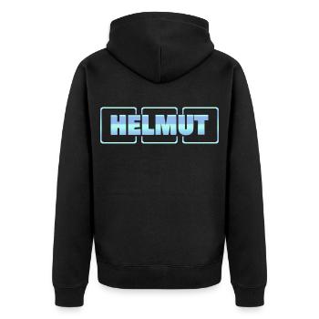 Helmut als Knuffig - Unisex Premium Bio Zip Hoodie - Schwarz - Hinten - Nico (187cm)