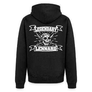 Geschenk für Lennard - Unisex Premium Bio Zip Hoodie - Schwarz - Hinten - Nico (187cm)