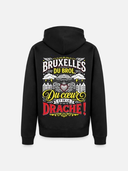 Brüssel: Brol, Herz und Bagger - Unisex Premium Bio Zip Hoodie - Schwarz