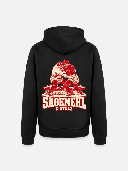 Sägemehl & Stolz – Schweizer Schwinger Retro - Unisex Premium Bio Zip Hoodie - Schwarz