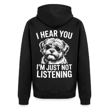 Havaneser Sprüche Hund Lustiges Havaneser Geschenk - Unisex Premium Bio Zip Hoodie - Schwarz - Hinten - Nico (187cm)