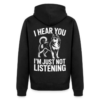 Husky Sprüche Huskies Hund Lustiges Husky Geschenk - Unisex Premium Bio Zip Hoodie - Schwarz - Hinten - Nico (187cm)
