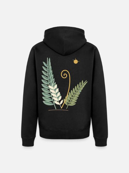 Entfaltende Waldfarne - Unisex Premium Bio Zip Hoodie - Schwarz