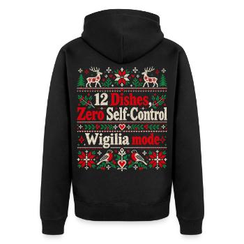 12 Gerichte Null Selbstkontrolle Polnisches Weihnachten - Unisex Premium Bio Zip Hoodie - Schwarz - Hinten - Nico (187cm)