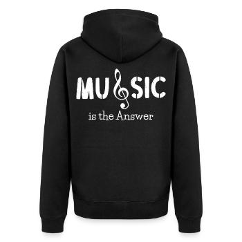 Musik - Music is the answer  - Unisex Premium Bio Zip Hoodie - Schwarz - Hinten - Nico (187cm)