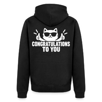 Herzlichen Glückwunsch an dich - Unisex Premium Bio Zip Hoodie - Schwarz - Hinten - Nico (187cm)