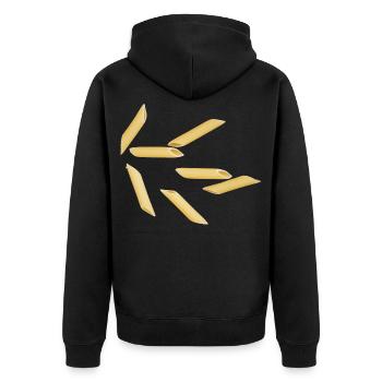 Pasta italiano rigate - Unisex Premium Bio Zip Hoodie - Schwarz - Hinten - Nico (187cm)
