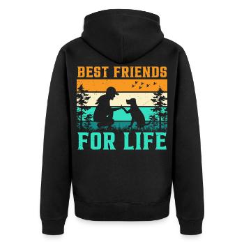 Beste Freunde Fürs Leben Hund - Unisex Premium Bio Zip Hoodie - Schwarz - Hinten - Nico (187cm)