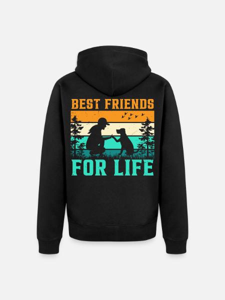 Beste Freunde Fürs Leben Hund - Unisex Premium Bio Zip Hoodie - Schwarz