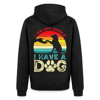Ich hab einen Hund – kein Single - Unisex Premium Bio Zip Hoodie - Schwarz - Hinten - Nico (187cm)