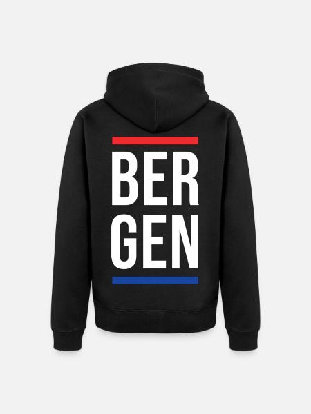 Bergen Bold Block-Typografie - Unisex Premium Bio Zip Hoodie - Schwarz