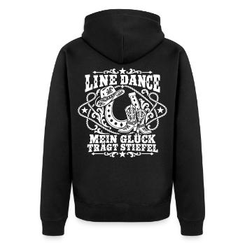 Cowboy Boots Line Dance - Unisex Premium Bio Zip Hoodie - Schwarz - Hinten - Nico (187cm)