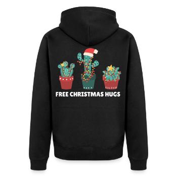 Free Christmas Hugs lustige Kakteen Pflanzen - Unisex Premium Bio Zip Hoodie - Schwarz - Hinten - Nico (187cm)