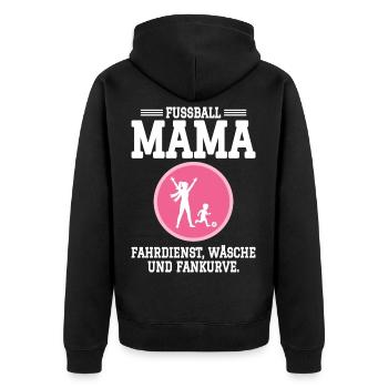 Fußball Mutter - Fahrdienst, Wäsche und Fankurve - Unisex Premium Bio Zip Hoodie - Schwarz - Hinten - Nico (187cm)