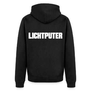 Lichtputer Veranstaltungstechniker Lichttechniker - Unisex Premium Bio Zip Hoodie - Schwarz - Hinten - Nico (187cm)