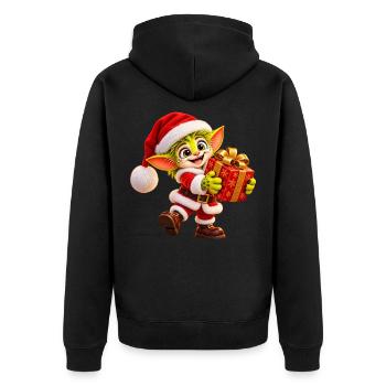 Wenuma mit Weihnachtsgeschenk - Unisex Premium Bio Zip Hoodie - Schwarz - Hinten - Nico (187cm)