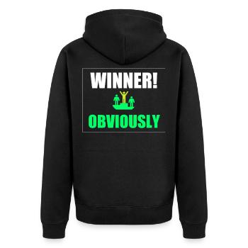 Gewinner: Offensichtlich Neon-Sieg - Unisex Premium Bio Zip Hoodie - Schwarz - Hinten - Nico (187cm)