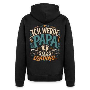 Ich werde Papa Werdender Vater - Unisex Premium Bio Zip Hoodie - Schwarz - Hinten - Nico (187cm)