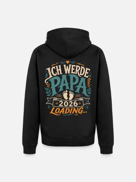 Ich werde Papa Werdender Vater - Unisex Premium Bio Zip Hoodie - Schwarz