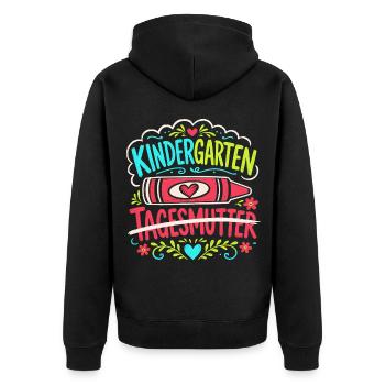 Hallo Kindergarten Tagesmutter - Unisex Premium Bio Zip Hoodie - Schwarz - Hinten - Nico (187cm)