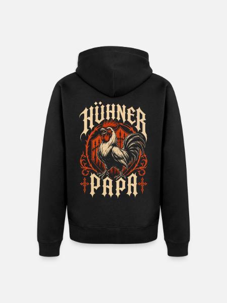 Hühner Papa Hühnerbesitzer - Unisex Premium Bio Zip Hoodie - Schwarz