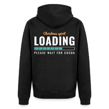 Weihnachtsgeist lädt Bitte warten Sie auf Kakao - Unisex Premium Bio Zip Hoodie - Schwarz - Hinten - Nico (187cm)