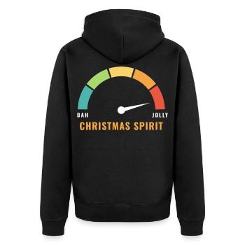 Weihnachtsgeist-Anzeige Bah bis Jolly - Unisex Premium Bio Zip Hoodie - Schwarz - Hinten - Nico (187cm)