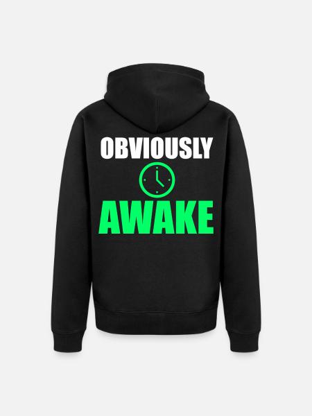 Offensichtlich Awake Clock Tee - Unisex Premium Bio Zip Hoodie - Schwarz
