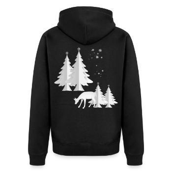 Winterwald  - Unisex Premium Bio Zip Hoodie - Schwarz - Hinten - Nico (187cm)