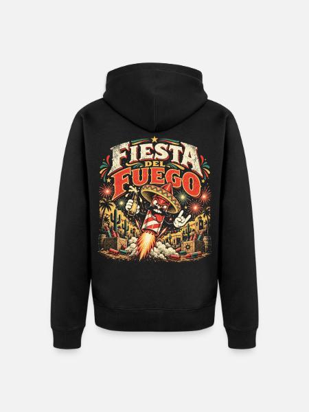 Fiesta del Fuego Feuerwerk Retro - Unisex Premium Bio Zip Hoodie - Schwarz