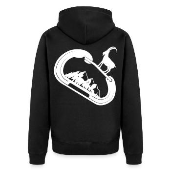 klettern bouldern felsklettern berge Bergsport - Unisex Premium Bio Zip Hoodie - Schwarz - Hinten - Nico (187cm)
