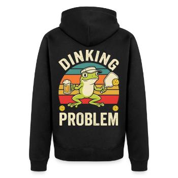 Dinking Problem lustiger Frosch - Unisex Premium Bio Zip Hoodie - Schwarz - Hinten - Nico (187cm)