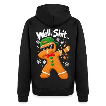 Well Shit Dabbing Gingerbread Man Funny Christmas - Unisex Premium Bio Zip Hoodie - Schwarz - Hinten - Nico (187cm)