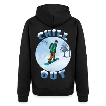 Snowboarder Chill Circle - Unisex Premium Bio Zip Hoodie - Schwarz - Hinten - Nico (187cm)