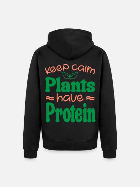 Keep Calm Pflanzen haben Protein - Unisex Premium Bio Zip Hoodie - Schwarz