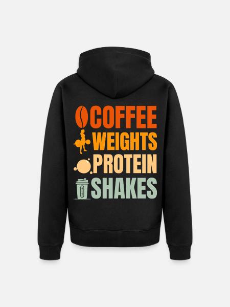 Kaffeegewichte Proteinshakes - Unisex Premium Bio Zip Hoodie - Schwarz