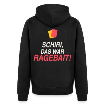 Schiri, das war Ragebait! - Unisex Premium Bio Zip Hoodie - Schwarz - Hinten - Nico (187cm)