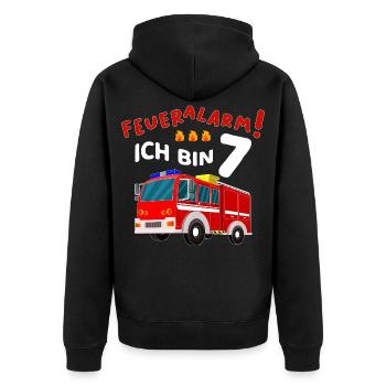 Feueralarm 7. Geburtstag Junge Feuerwehr 7 Jahre - Unisex Premium Bio Zip Hoodie - Schwarz - Hinten - Nico (187cm)