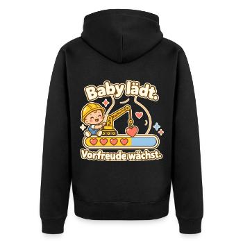 Lustige Schwangerschaft Baby lädt werdende Mama - Unisex Premium Bio Zip Hoodie - Schwarz - Hinten - Nico (187cm)