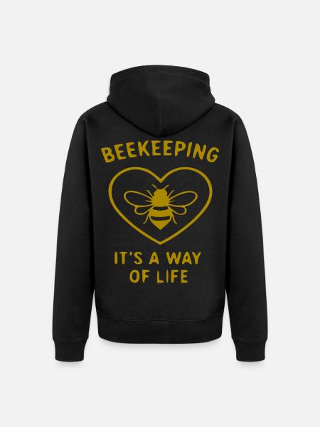 Beekeeping Lebensstil Herz - Unisex Premium Bio Zip Hoodie - Schwarz