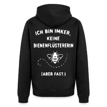 Ich bin Imker, keine Bieneflüsterin - Unisex Premium Bio Zip Hoodie - Schwarz - Hinten - Nico (187cm)