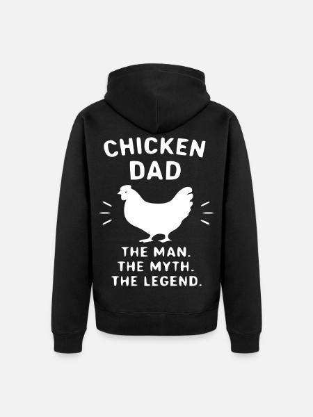 HuhnVater Legende Motiv - Unisex Premium Bio Zip Hoodie - Schwarz