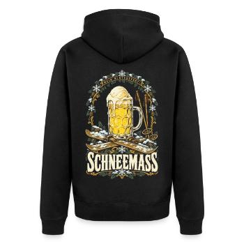 Mein Wintersport Schneemaß - Unisex Premium Bio Zip Hoodie - Schwarz - Hinten - Nico (187cm)