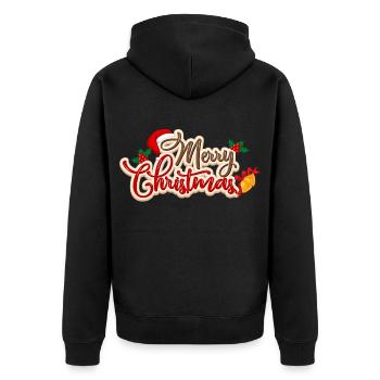 Frohe Weihnachten - Unisex Premium Bio Zip Hoodie - Schwarz - Hinten - Nico (187cm)